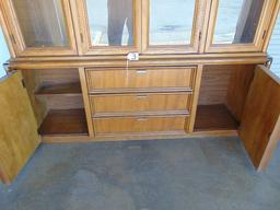 Vtg Elm Wood Lighted China Cabinet (local pick up only)