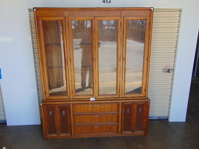 Vtg Elm Wood Lighted China Cabinet (local pick up only)