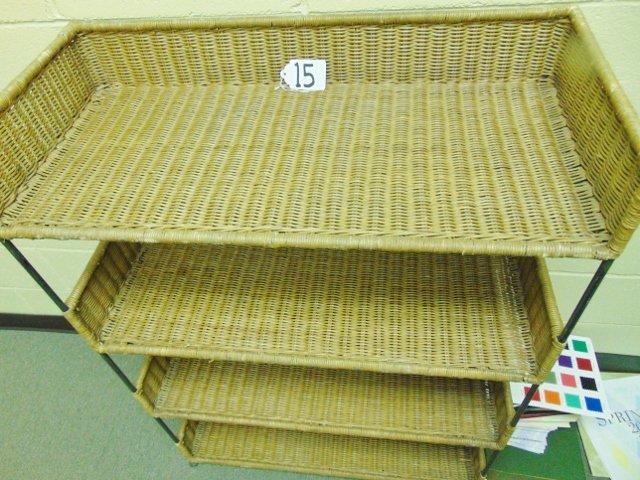 Rattan Display Shelf W/ Wrought Iron Framing (office) Local Pick Up Only