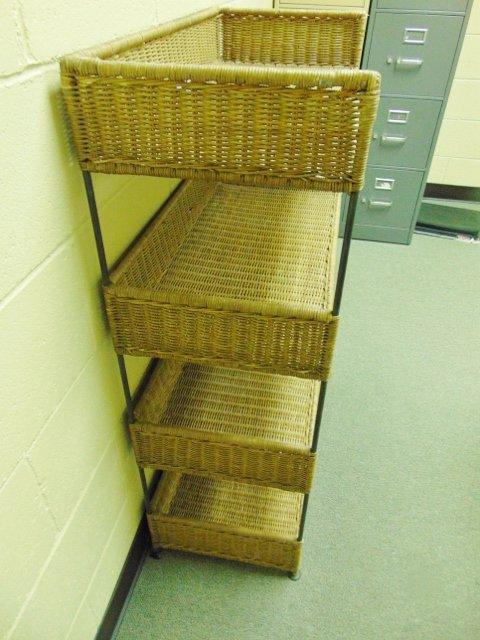 Rattan Display Shelf W/ Wrought Iron Framing (office) Local Pick Up Only