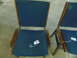 Matching Pair Of Wood Base Upholstered Waiting Room Chairs
