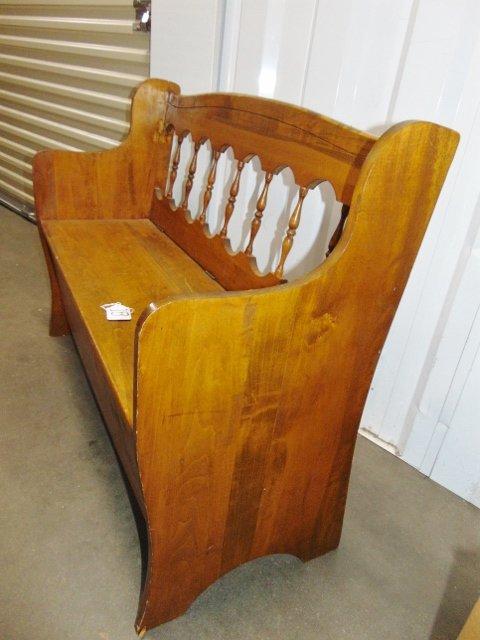 Vtg Solid Wood Bench W/ Under Seat Storage (Local Pick Up Only)