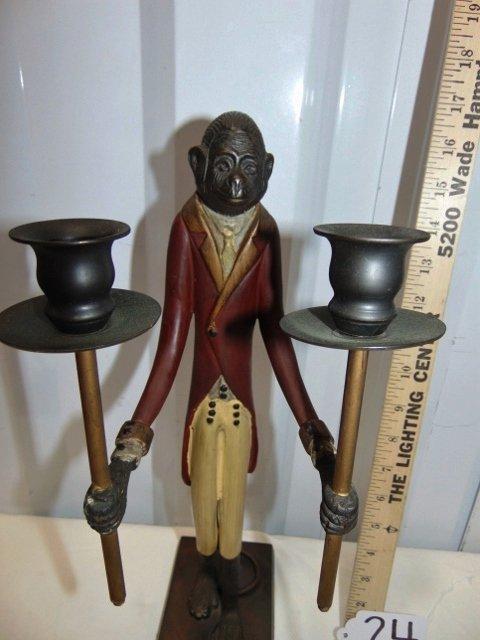 Solid Cast Brass Monkey Candle Holder