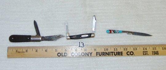 3 Pocket Knives: 2 Blade Barlow Imperial Providence, R. I.; Vtg 2 Blade Buck