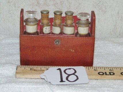 Vtg Travel Medical Apothecary Set W/ 5 Bottles