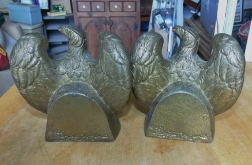 Vtg 1968 Colonial Virginia 1776 American Eagle Brass Over Cast Metal Bookends