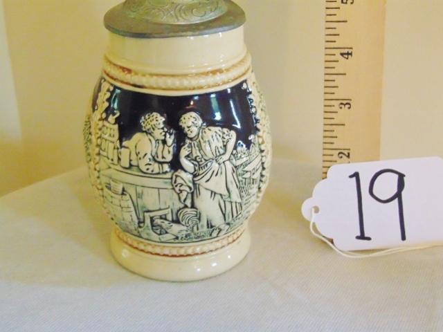 Vtg Marzi & Remy West German Pottery Lidded Stein