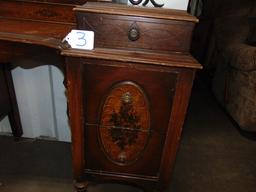 Antique 1920s Vanity W/ Mirror And On Wooden Caster Wheels (LOCAL PICK UP ONLY)