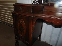 Antique 1920s Vanity W/ Mirror And On Wooden Caster Wheels (LOCAL PICK UP ONLY)