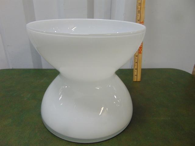 Reverse Painted White Art Glass Vase Made In Poland