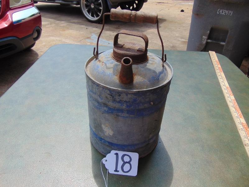 Vtg Galvanized Steel Gas Station Oil / Gas Can