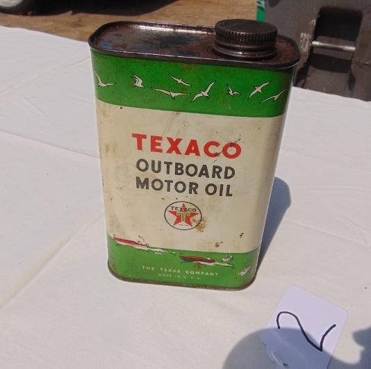 Vtg Texaco Metal Outboard Motor Oil Can