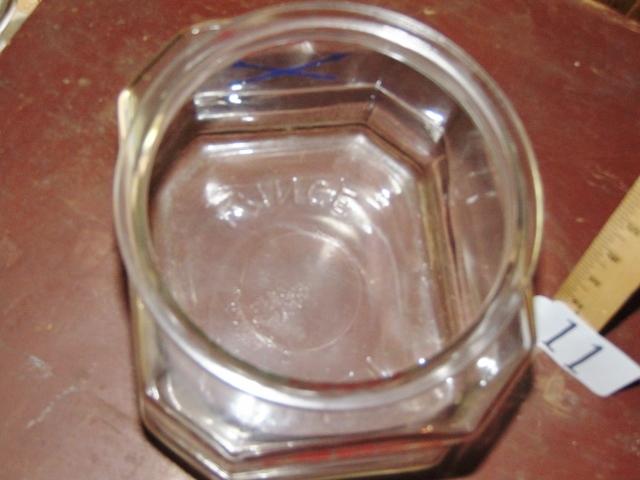 Vtg Lance All Glass Counter Top Snacks Jar W/ Embossed Lid