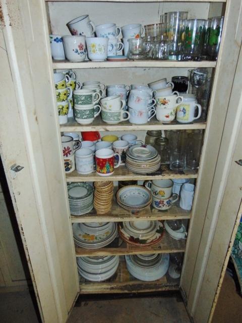 Vtg Metal Country Cupboard Cabinet, Including Contents( Local Pick Up Only )