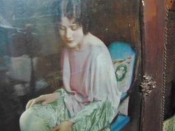 Antique Framed Picture Of A Lady From The 1920's