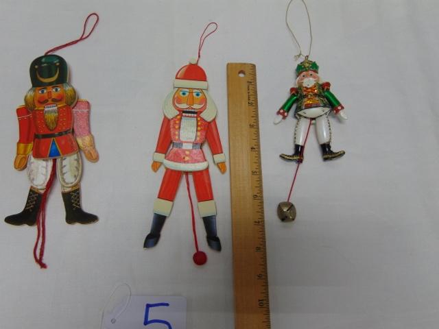 3 Vtg Pull String Christmas Ornaments