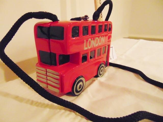 Autographed Timmy Woods Of Beverly Hills Red London Double Decker Bus Purse