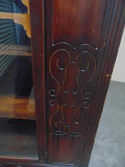 Vtg 1930s Solid Cherry Wood China Cabinet (LOCAL PICK UP ONLY)