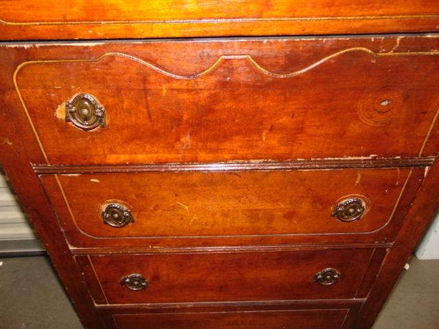 Vtg 1920s Solid Cherry Wood Chest Of Drawers On Rollers (LOCAL PICK UP ONLY)