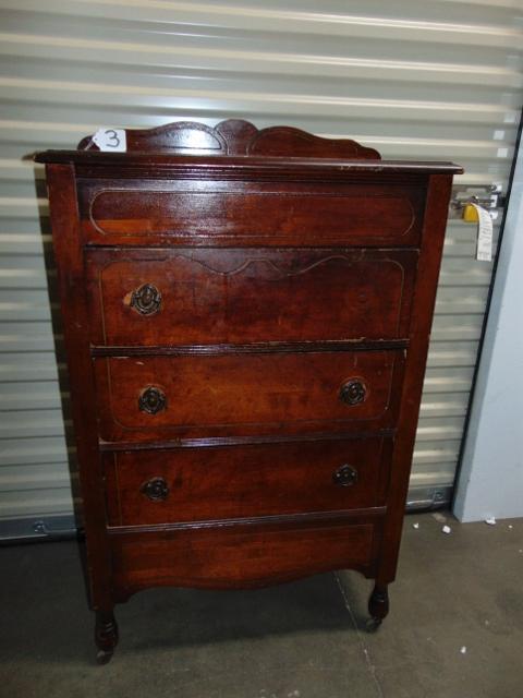 Vtg 1920s Solid Cherry Wood Chest Of Drawers On Rollers (LOCAL PICK UP ONLY)