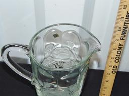 Beautiful Bohemian Lead Crystal Glass Pitcher W/ Frosted Embossed Roses