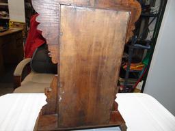 Antique Oak Wood Gingerbread Mantle Clock