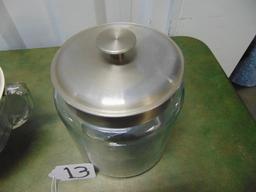 Pampered Chef 2 Quart Mixing Bowl W/ Spout & Lid & A Large Glass Storage