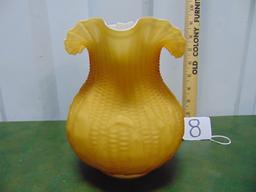 Vtg 1930s Fenton For L. G. Wright Case Glassed Corn Husk Pitcher