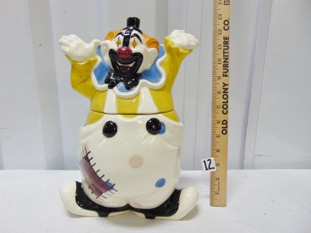 Vtg Ceramic Clown Cookie Jar By Wilkes