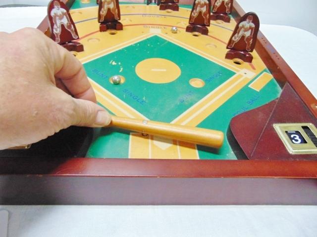 Vtg Miniature Table Top Baseball Pinball Game