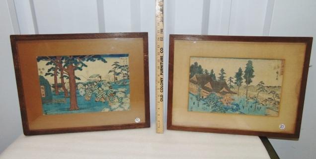 2 Antique Pre 1900 Japanese Woodblock Prints