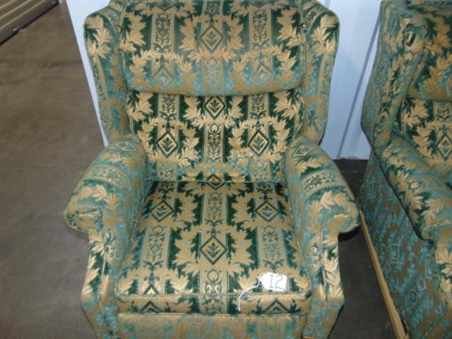 Matching Pair Of Brocade Wingback Recliners By Sherrill Furniture LOCAL PICK UP ONLY