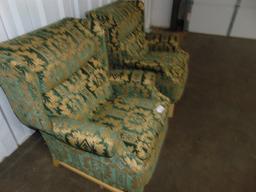 Matching Pair Of Brocade Wingback Recliners By Sherrill Furniture LOCAL PICK UP ONLY