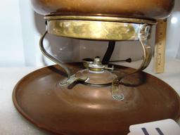 Vtg Keystoneware Copper & Brass 5pc Fondue Pot & Chafing Dish Double Boiler Set