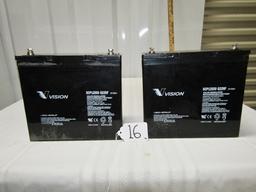 Pair Of 12 Volt 55 A H Batteries By Vision