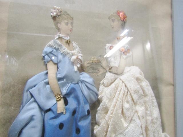 Rare Vtg La Mode Illustree Victorian French Ladies 3 D Shadow Box Picture