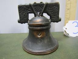 Vtg 1925-34 Arcade Bronzed Cast Iron Liberty Bell Bank