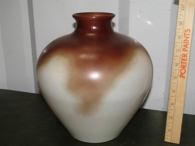 Vtg Hand Painted White Opaque Glass Vase