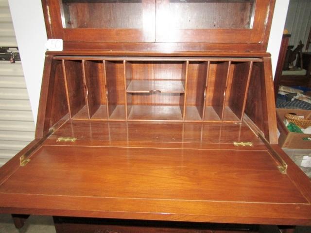 Vtg Hand Carved Solid Fruitwood Secretary Desk ( Local Pick Up Only )