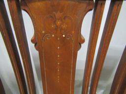 Vtg Solid Wood W/ Mother Of Pearl Inlay And Velour Upholstery Love Seat ( Local Pick Up Only )