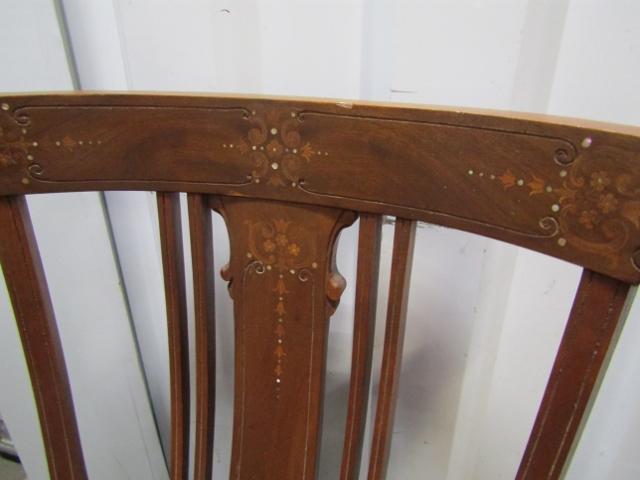 Vtg Solid Wood W/ Mother Of Pearl Inlay And Velour Upholstery His & Hers ( Local Pick Up Only )