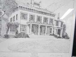 4 International Archives Lithograph Prints Of Presidents Homes By Richard V. Sebring