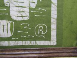 Vtg Framed Silk Screen Art In A Wooden Frame