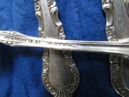 8 Vtg Sterling Silver Reed And Barton Dinner Forks W/ Silver Pouch
