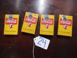 4 Packs Of Vtg Coca Cola Playing Cards