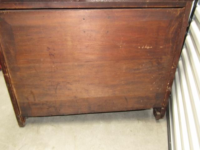 Antique Solid Walnut Burl Wood Console Table W/ Marble Top, Drawer & lower cabinet