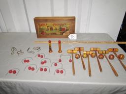 Antique Victorian Era Table Croquet Game