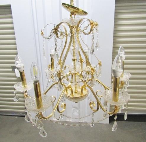 Crystal And Gold Metal Tiered Chandelier LOCAL PICKUP ONLY