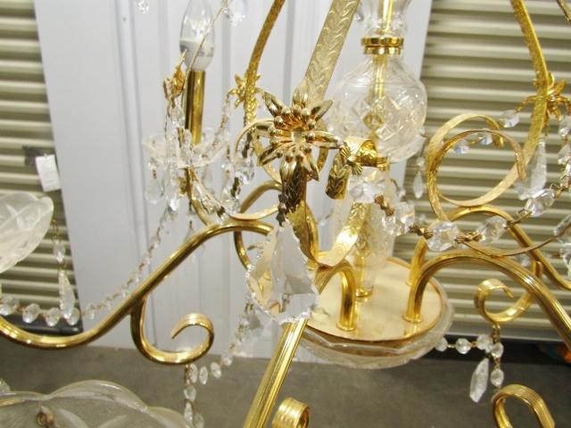 Crystal And Gold Metal Tiered Chandelier LOCAL PICKUP ONLY