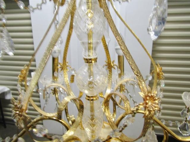 Crystal And Gold Metal Tiered Chandelier LOCAL PICKUP ONLY